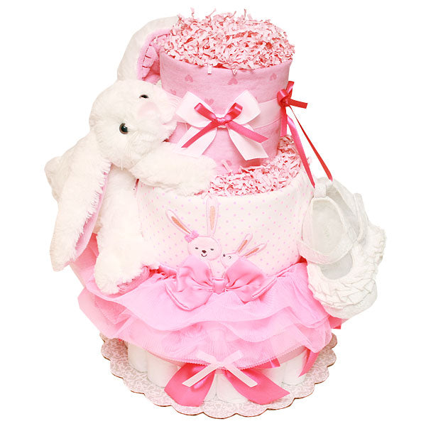 Bright Hot Pink Bunny Diaper Cake