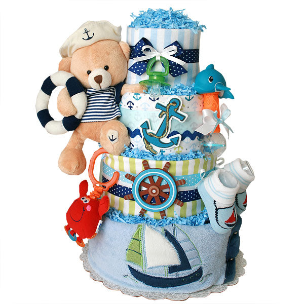 Nautical Sailor Bear Diaper Cake