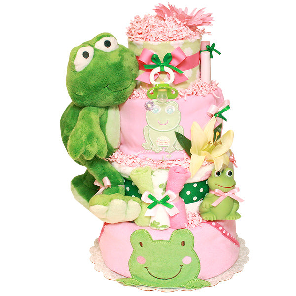 Bright Green Frog Diaper Cake