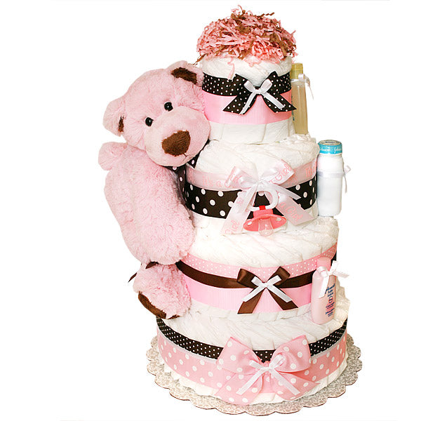 Big Modern Pink Bear Diaper Cake