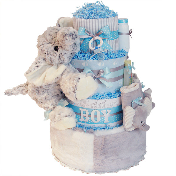 BOY! Blue Elephant Diaper Cake
