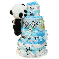 Cute Blue Panda Bear Diaper Cake