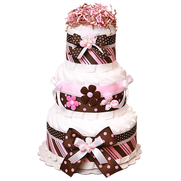 Pink and Brown Decoration Butterfly Diaper Cake