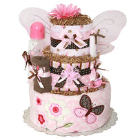 Custom Pink and Brown Butterfly Diaper Cake