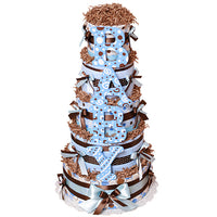 Brown and Blue BABY Five Tiers Diaper Cake