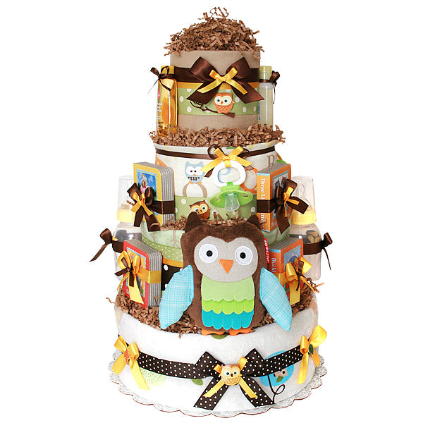 Custom Forest Owl Diaper Cake