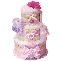 Custom Purple and Pink Butterfly Diaper Cake