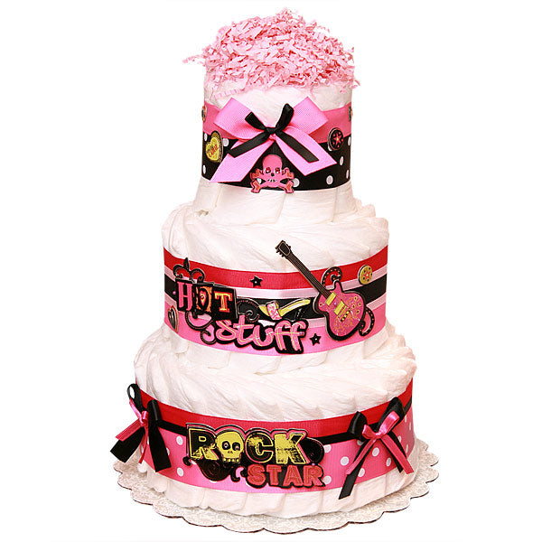 Rock Star Decoration Diaper Cake for a Girl