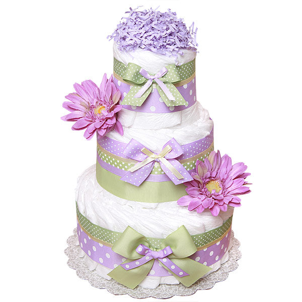 Green and Purple Decoration Diaper Cake