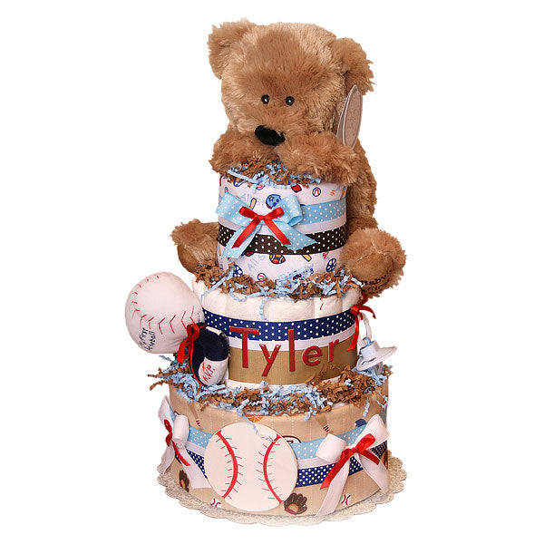 Baseball Bear Diaper Cake