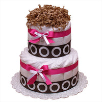 Modern Hot Pink and Brown Diaper Cake