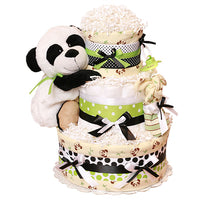 Green Panda Bear Diaper Cake