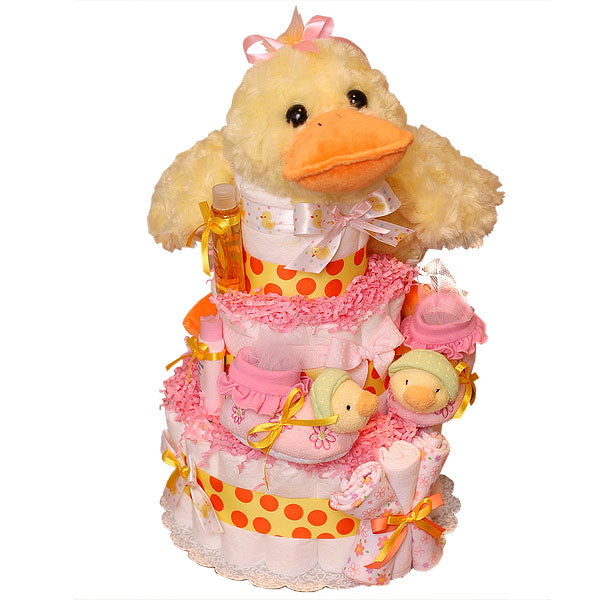 Duck Diaper Cake for a Girl! – Diaper Cakes Mall