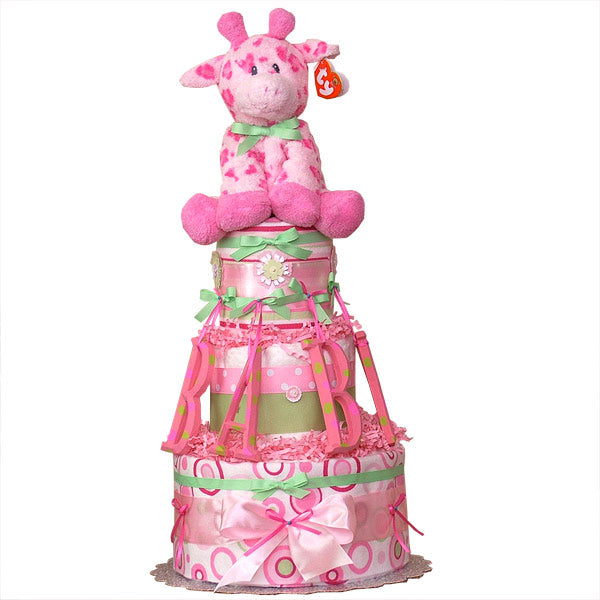 Hot Pink Jungle Giraffe Diaper Cake