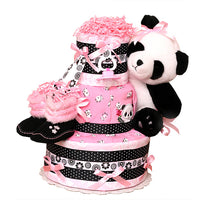 Pink Panda Bear Diaper Cake