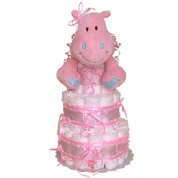 Pink Hippo Diaper Cake