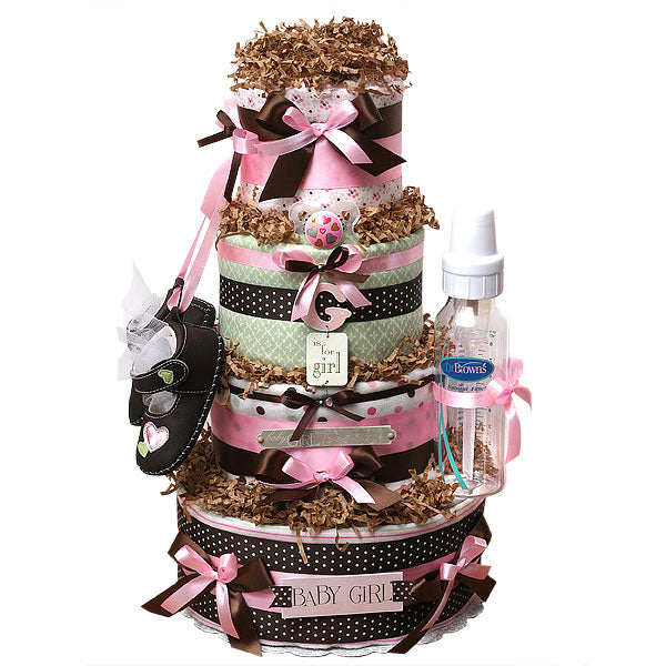 Simple "G" Four Tiers Diaper Cake