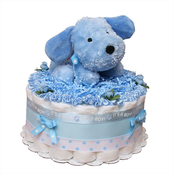 Blue Puppy Diaper Cake