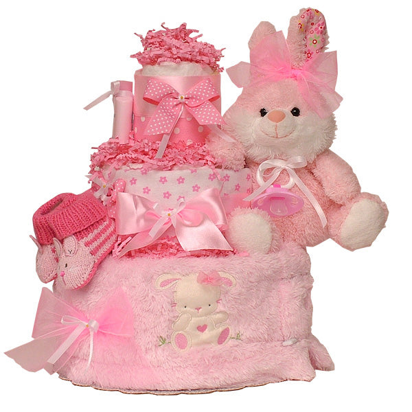 Winter Pink Bunny Diaper Cake