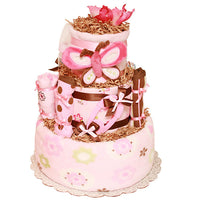 Brown and Pink Butterfly Diaper Cake
