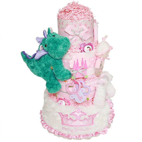 Baby Princess and Her Little Dragon Diaper Cake