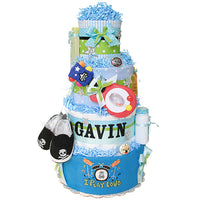 Green and Blue Rock Star Diaper Cake