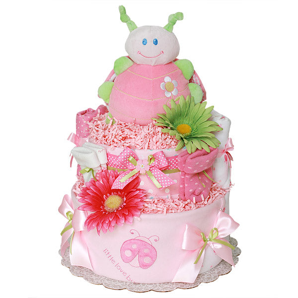 Flower LadyBug Diaper Cake