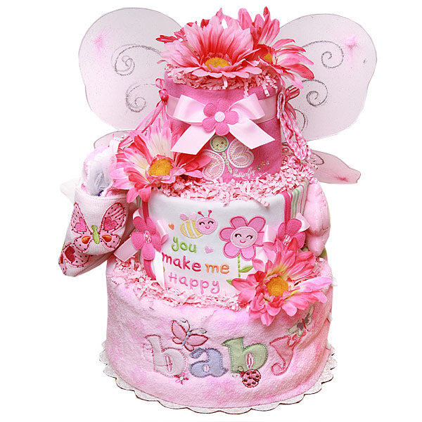 "You Make Me Happy" Butterfly Diaper Cake