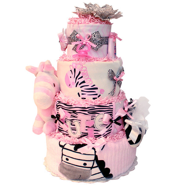 Cutie Pink Zebra Diaper Cake