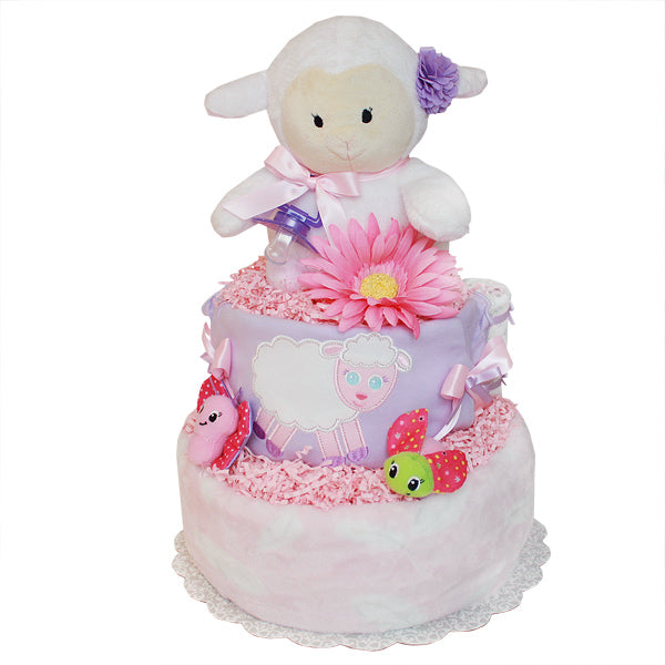 Cute Little Lamb Girl Diaper Cake – Diaper Cakes Mall - Main Image