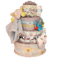 Grey and Blue Elephant Diaper Cake