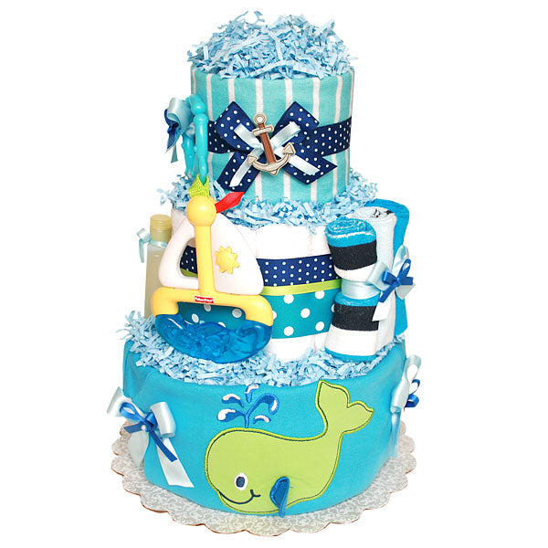 Little Whale and Boat Diaper Cake