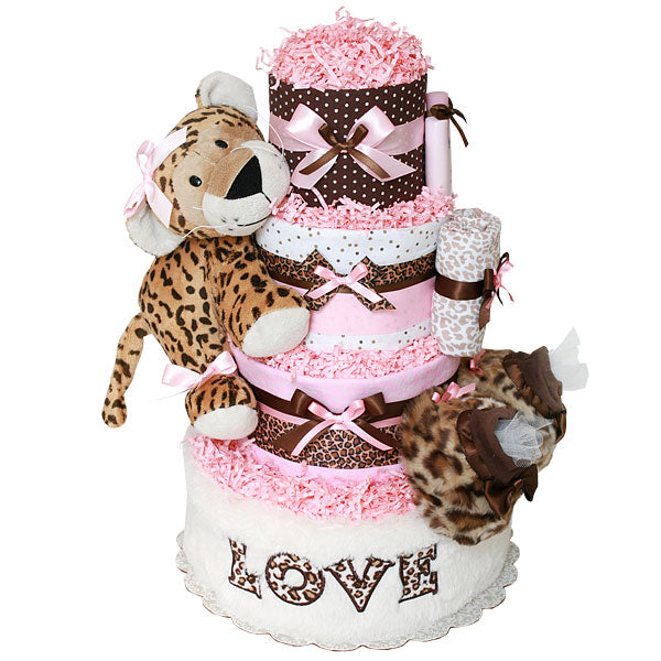 Love Leopard Girl Diaper Cake