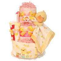 I Love Mommy Pink Duck Diaper Cake