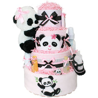 Pink Panda Bear Girl Diaper Cake