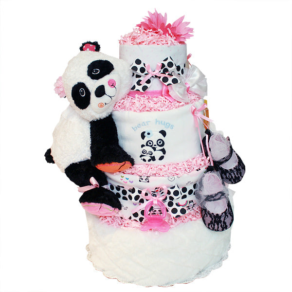 Cute Pink Panda Bear Diaper Cake