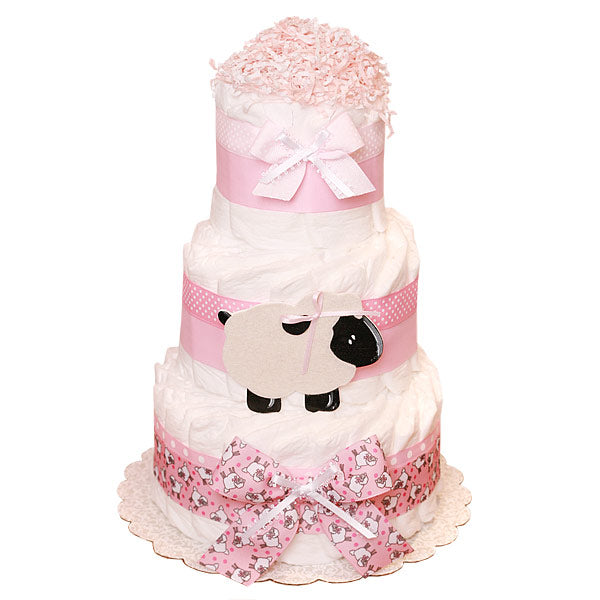 Pink Sheep Decoration Diaper Cake