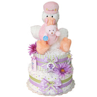 Pink Stork Diaper Cake