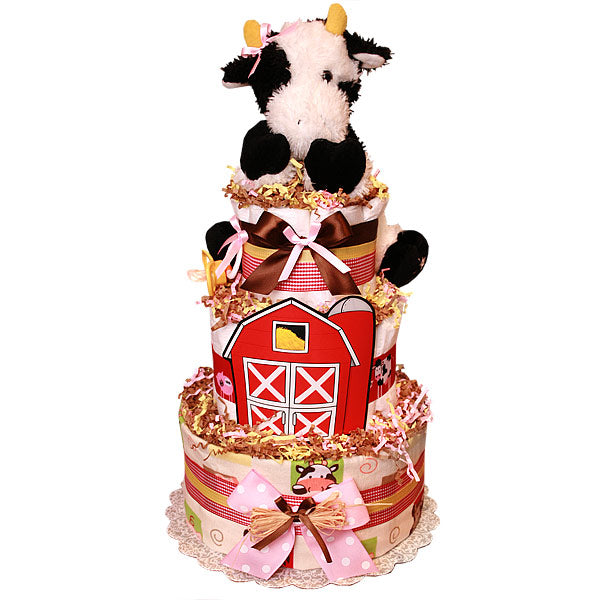 Farm Cow Custom Diaper Cake