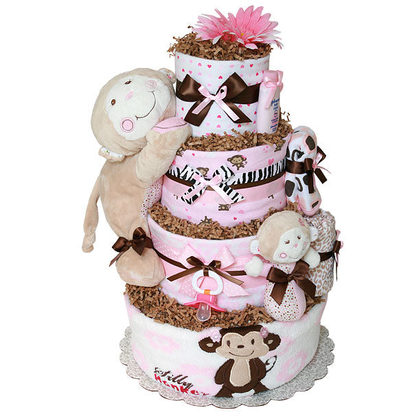 Girl Monkey Diaper Cake