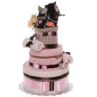 Modern Pink and Brown Diaper Cake