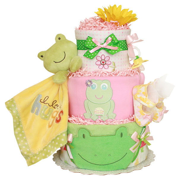 Summer Pink Frog Diaper Cake