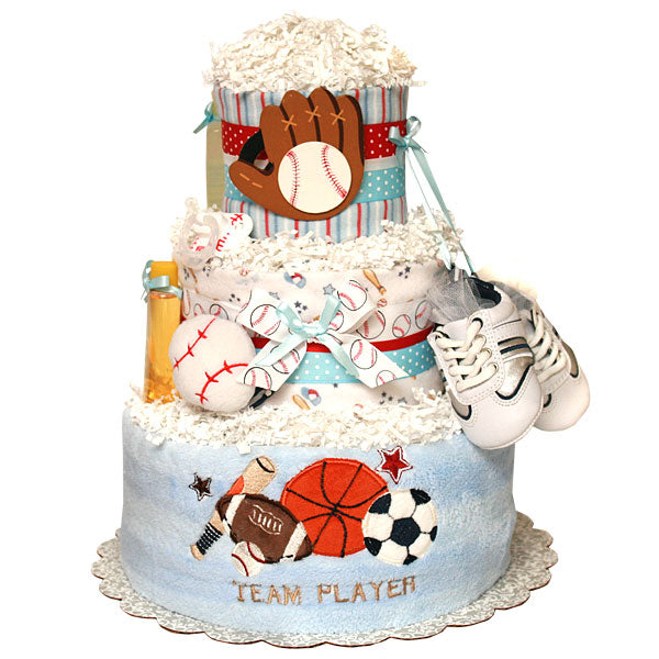 Team Player Baseball Diaper Cake