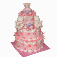 Diaper Cake with Pink Musical Mobile