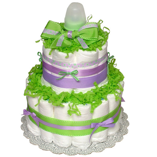 Green Lavender Diaper Cake