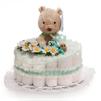 Cute Green Little Bear Diaper Cake