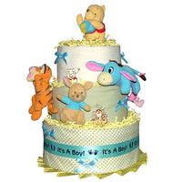 POOH Diaper Cake with Blue Musical Mobile