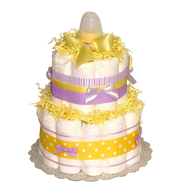 Yellow Lavender Diaper Cake